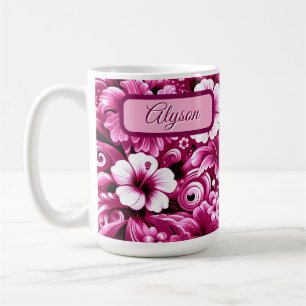 Caneca De Café Flores Tropicais do Havaí Hibiscus Personalizadas