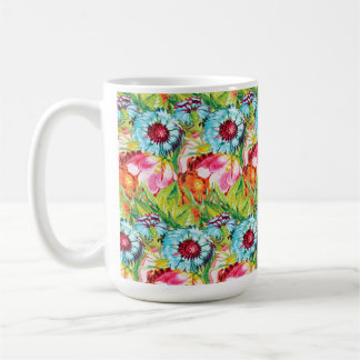 Caneca De Café Flores Tropicais Modernas de Aquarela Patterno Sem