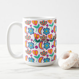 Caneca De Café Flores Únicas Coloridas