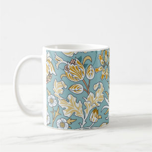 Caneca De Café Flores venenosas, folhagem azul clara sem costura
