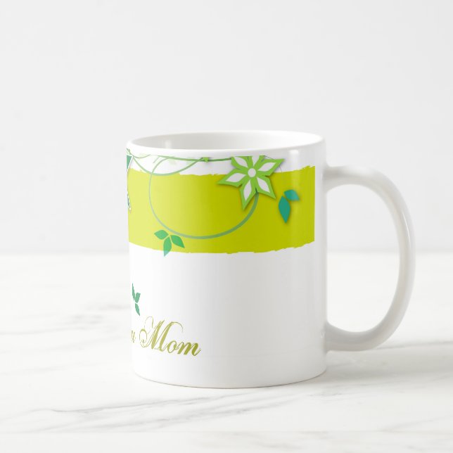 Caneca De Café Flores verde-oliva, eu te amo mamã (Direita)
