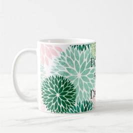 Caneca De Café Flores Verdes na moda Quadradas