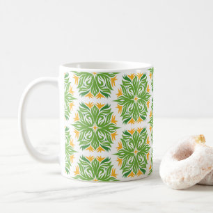Caneca De Café Flores Verdes, Padrão De Flores, Padrão Floral