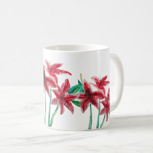 Caneca De Café Flores Vermelhas