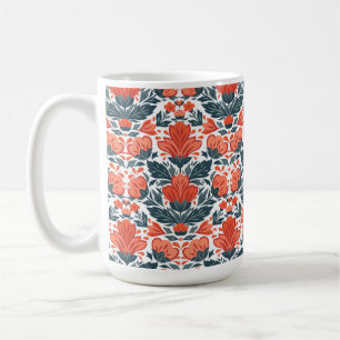 Caneca De Café Flores vermelhas decorativas