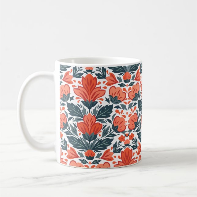 Caneca De Café Flores vermelhas decorativas (Esquerda)
