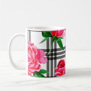 Caneca De Café Flores vermelhas e azuis de flor silvestre