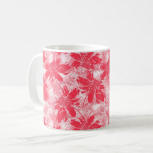 Caneca De Café Flores vermelhas em branco.