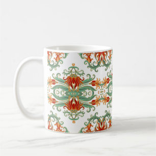 Caneca De Café Flores Vermelhas Estilo Chinês Ornamental