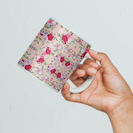 Caneca De Café Flores vermelhas rosa Arte padrão