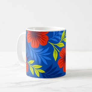 Caneca De Café Flores Vermelhas Vermelhas em Negrito com Folhas E