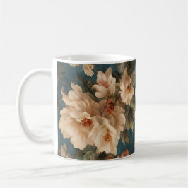 Caneca De Café Flores Vermelhos Esforçadas, Brancas e Corais Esma