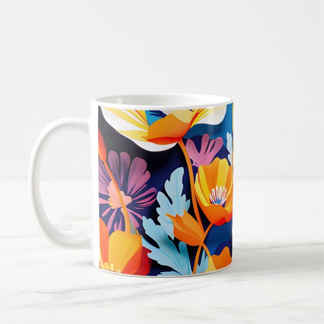 Caneca De Café Flores Vibrantes da Califórnia (Esquerda)