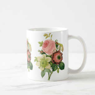 Caneca De Café Flores Vintage, Anemone Rosas Clematis por Redoute