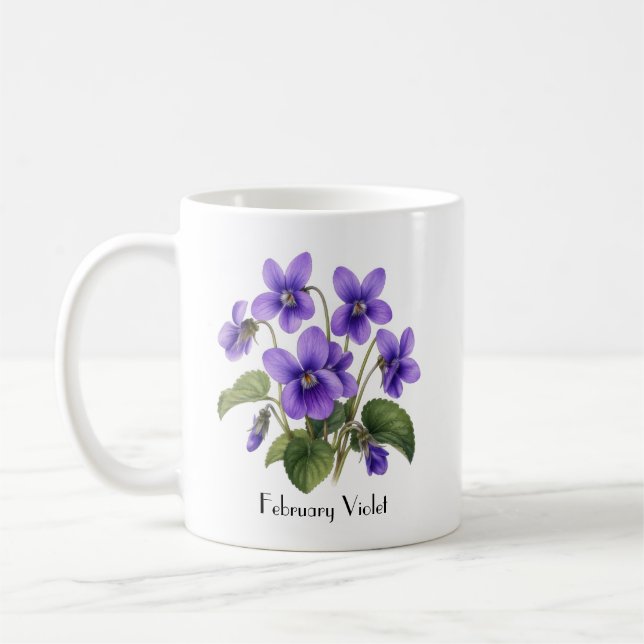 Caneca De Café Flores Violetas de Fevereiro (Esquerda)
