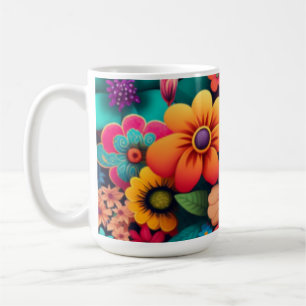 Caneca De Café Flores vívidas coloridas