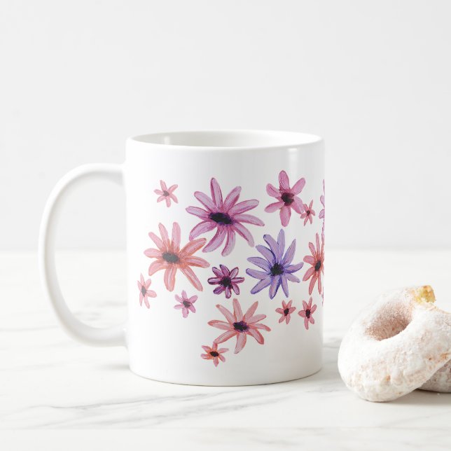 Caneca De Café Flores Whimsical (Com Donut)