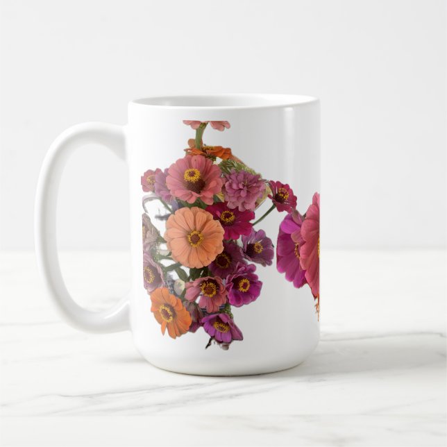 Caneca De Café Flores Zinnia Maureen Girard Buquê Sachet (Esquerda)