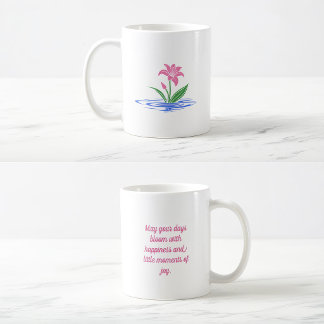 Caneca De Café Floresça Com Felicidade | Citação Floral Inspirado