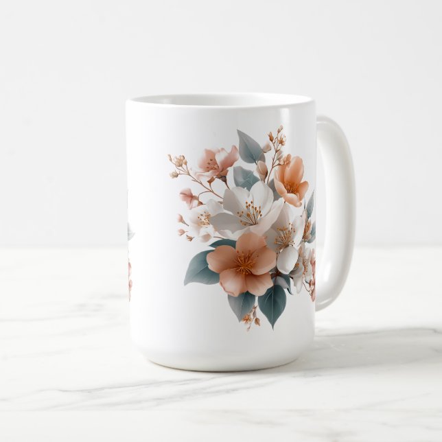 Caneca De Café ☕ Floresça Onde Você Bebe 🌸✨ (Frente Esquerda)