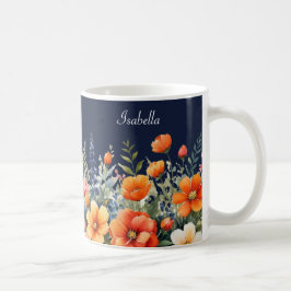 Caneca De Café Floresça Onde Você Está Plantado Flores Azul-Marin