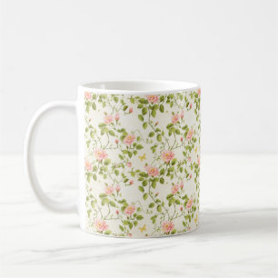 Caneca De Café Florescer de Videira Rosa Elegante