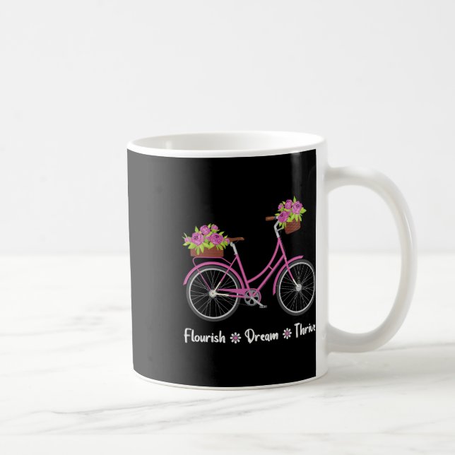 Caneca De Café Florescer Sonho Prosperar Floral Bicicleta Subtil  (Direita)
