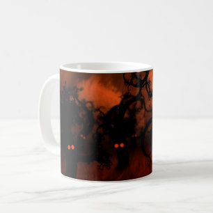 Caneca De Café Floresta Assustadora de Halloween Olhos Assustador