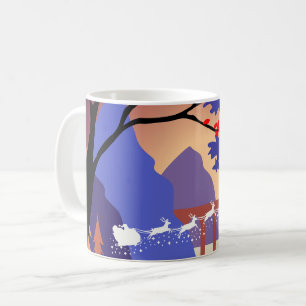 Caneca De Café Floresta Crepuscular Trenó de Natal do Papai Noel
