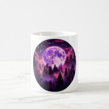 Caneca de Café Floresta da Lua Violeta Estrelas Ca
