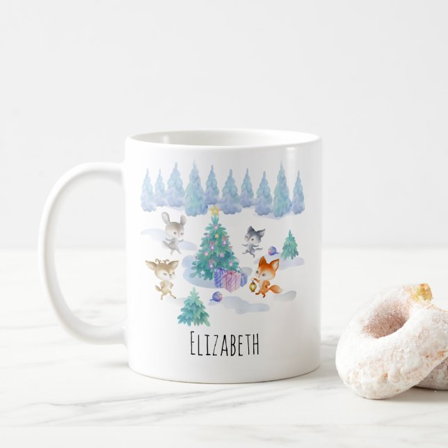 Caneca De Café Floresta Dançante - Caqueta de Natal (Com Donut)