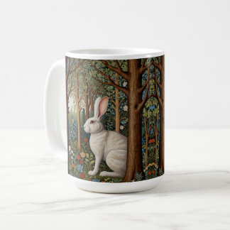 Caneca De Café Floresta de coelho branco-boro-branco-retrô Elegan