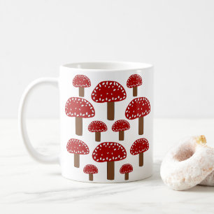 Caneca De Café Floresta de Cogumelo Venenoso Vermelho