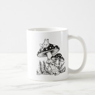 Caneca De Café Floresta de Cogumelos de Rã Vintage Estética da Na