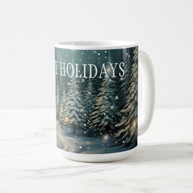 Caneca De Café Floresta de inverno (Frente Esquerda)