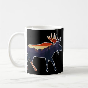 Caneca De Café Floresta de Moose Retro Natureza Selvagem Silhueta