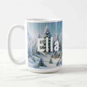 Caneca De Café Floresta de Natal de Inverno Personalizada  