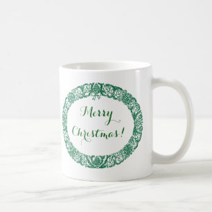 Caneca De Café Floresta de Natal Verde para Personalizar