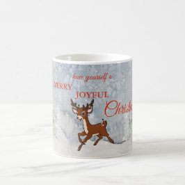 Caneca De Café Floresta de neve com um bebê veado Natal