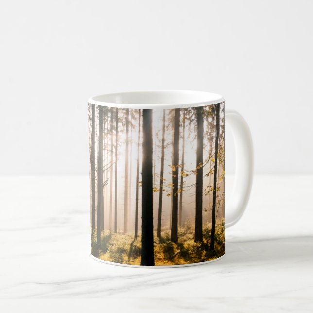 Caneca De Café Floresta de Queda com Raios Solares (Frente Esquerda)