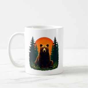 Caneca De Café Floresta de Vida Selvagem Retro Urso ao Ar Livre N