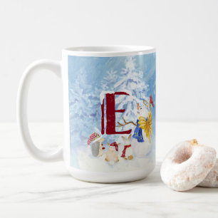 Caneca De Café Floresta do anjo do boneco de neve do Natal da