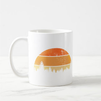 Caneca De Café Floresta do Pôr do Sol Retro