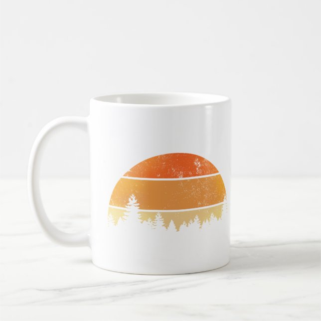 Caneca De Café Floresta do Pôr do Sol Retro (Esquerda)