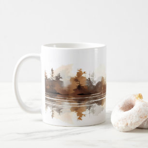 Caneca De Café Floresta e Rio em Estilo Pincel