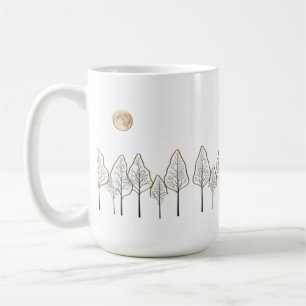 Caneca De Café Floresta lunar ouro - Mínima pintura Clássica
