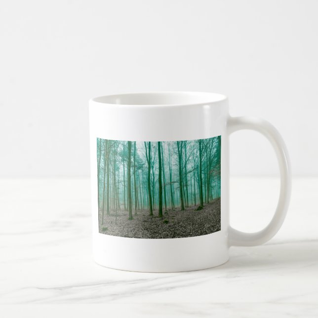 Caneca De Café Floresta Mística no nevoeiro em Verde (Direita)