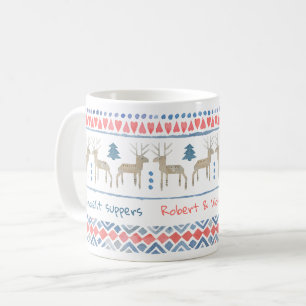 Caneca De Café Floresta Nórdica com Texto Personalizado & Nomes