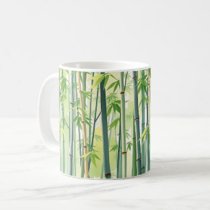 Caneca De Café Floresta Pacífica de Bambu em Aquarela