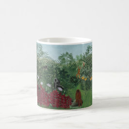Caneca De Café Floresta Tropical com Macacos e Cobra (Rousseau)